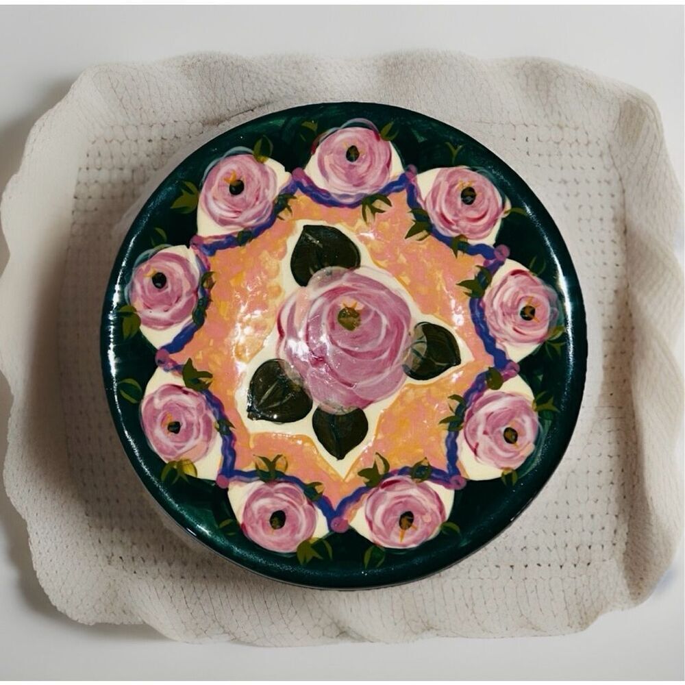 Lesal Ceramics Lisa Lindberg Nortwick Beautiful Rose Plate Bowl 8”